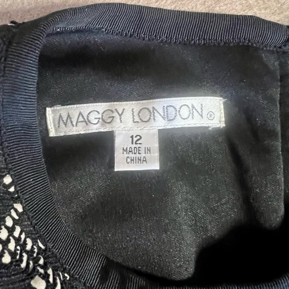 Maggy London Black and Cream Lace Midi Dress, size 12, like new - Picture 6 of 6